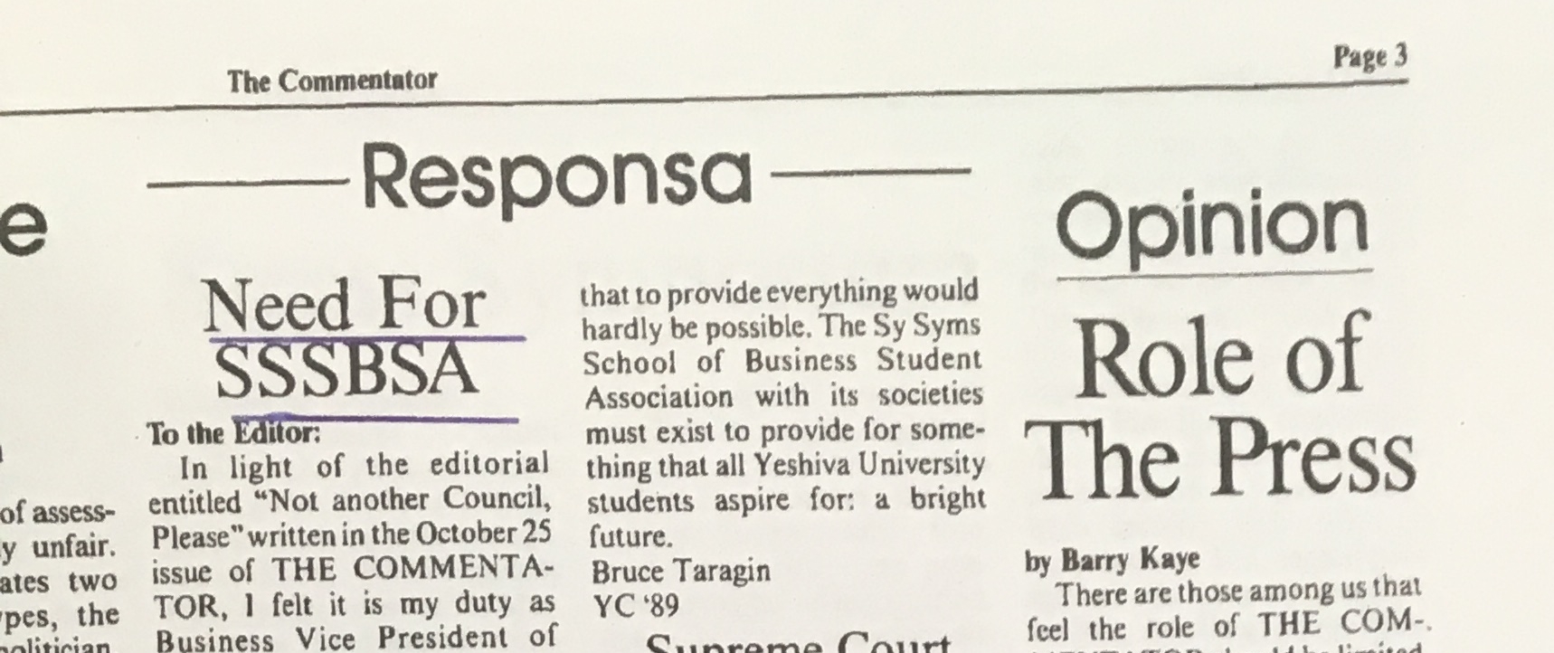 From the Archives (November 22, 1988; Volume 54 Issue 4) — Opinion: Role of The Press From the Archives (November 22, 1988; Volume 54 Issue 4) — Opinion: Role of The Press